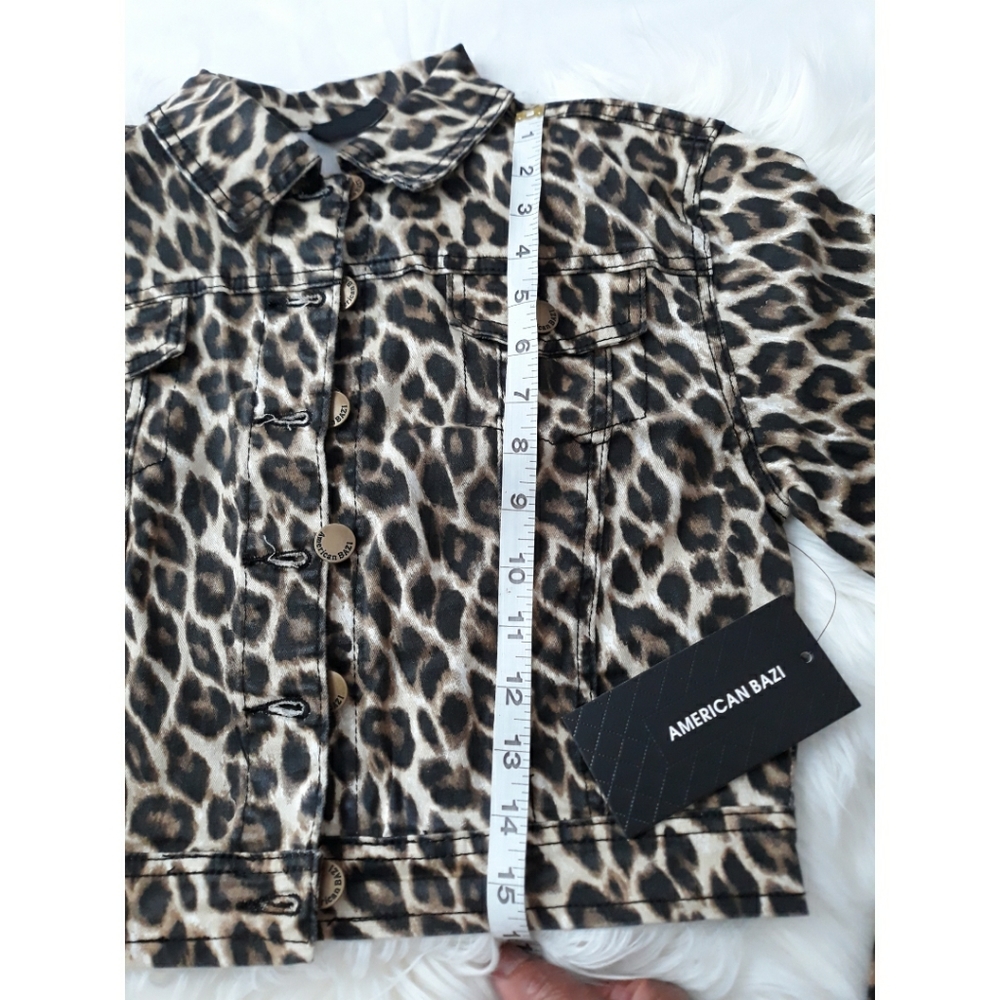 American Bazi Leopard Crop Jean Jacket - Picture 6 of 8